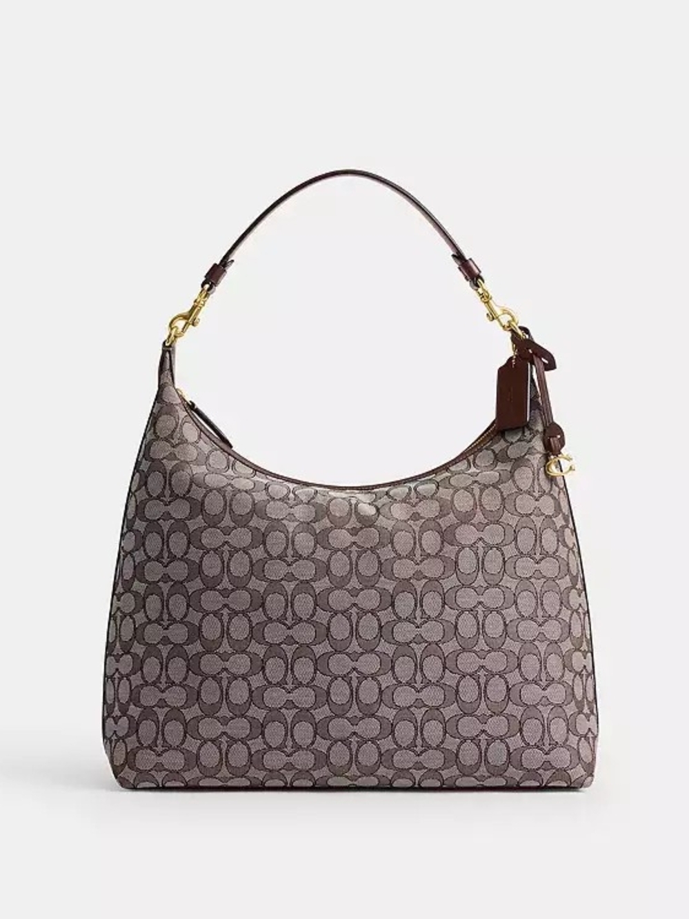 COACH Juliet 38 In Signature Jacquard Brown and Taupe with Gold Hardware